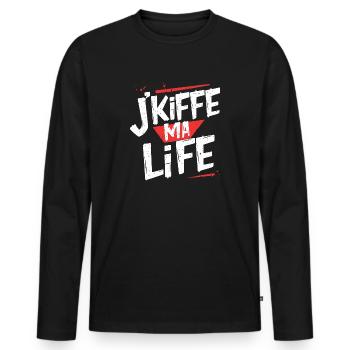 J'kiffe ma life - T-shirt manches longues Premium bio Homme - noir - Devant - Nico (187cm)