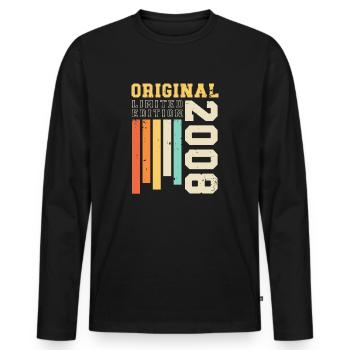Original 2008 Vintage Rétro Cadeau d’anniversaire - T-shirt manches longues Premium bio Homme - noir - Devant - Nico (187cm)