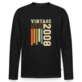 Vintage 2008 Vintage Retro Cadeau d’anniversaire - T-shirt manches longues Premium bio Homme - noir - Devant - Nico (187cm)