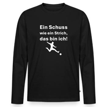 Ein Schuss wie ein Strich das bin ich - Männer Premium Bio Langarmshirt - Schwarz - Vorne - Nico (187cm)