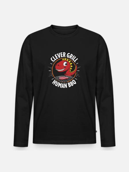 Clever Grill - Männer Premium Bio Langarmshirt - Schwarz