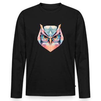 Geometrische Eule Geschenk - Männer Premium Bio Langarmshirt - Schwarz - Vorne - Nico (187cm)