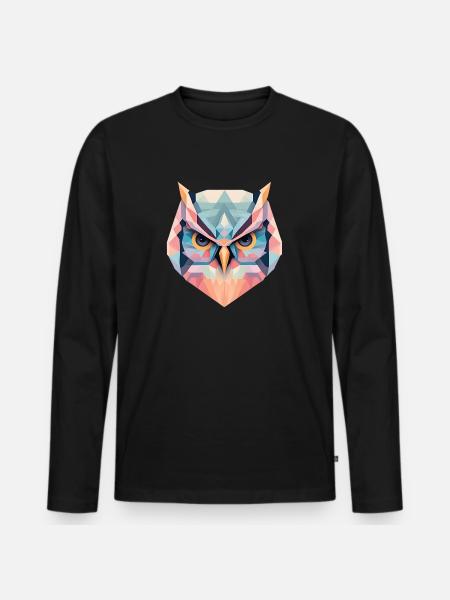 Geometric Owl Gift - Men's Premium Organic Long Sleeve Shirt - black