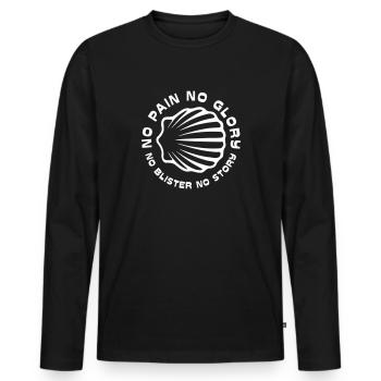 No Pain No Glory XLII (42) Blanc - T-shirt manches longues Premium bio Homme - noir - Devant - Nico (187cm)