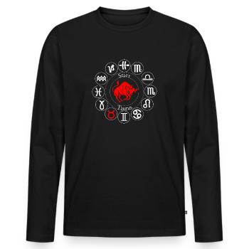 Sternzeichen Stier - Männer Premium Bio Langarmshirt - Schwarz - Vorne - Nico (187cm)
