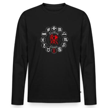 Sternzeichen Zwilling - Männer Premium Bio Langarmshirt - Schwarz - Vorne - Nico (187cm)