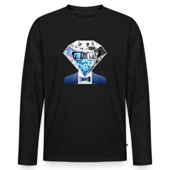 Brilliant_Mind Diamond Glasses Head Nerd Geek - Men's Premium Organic Long Sleeve Shirt - black - Front - Nico (187cm)