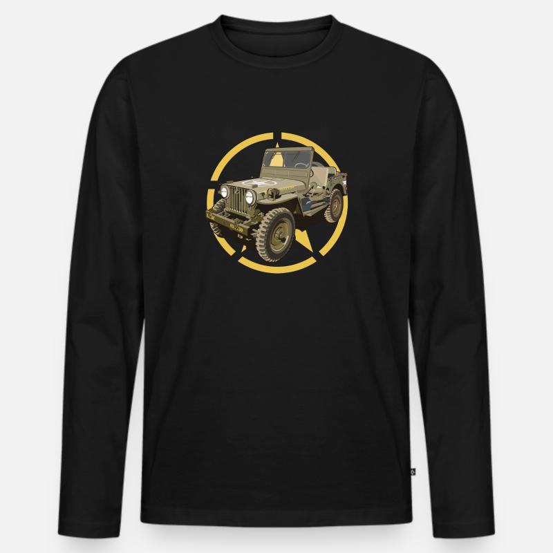 Offroad-Militärfahrzeug - Männer Premium Bio Langarmshirt - Schwarz