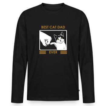 Logo papa chat - T-shirt manches longues Premium bio Homme - noir - Devant - Nico (187cm)