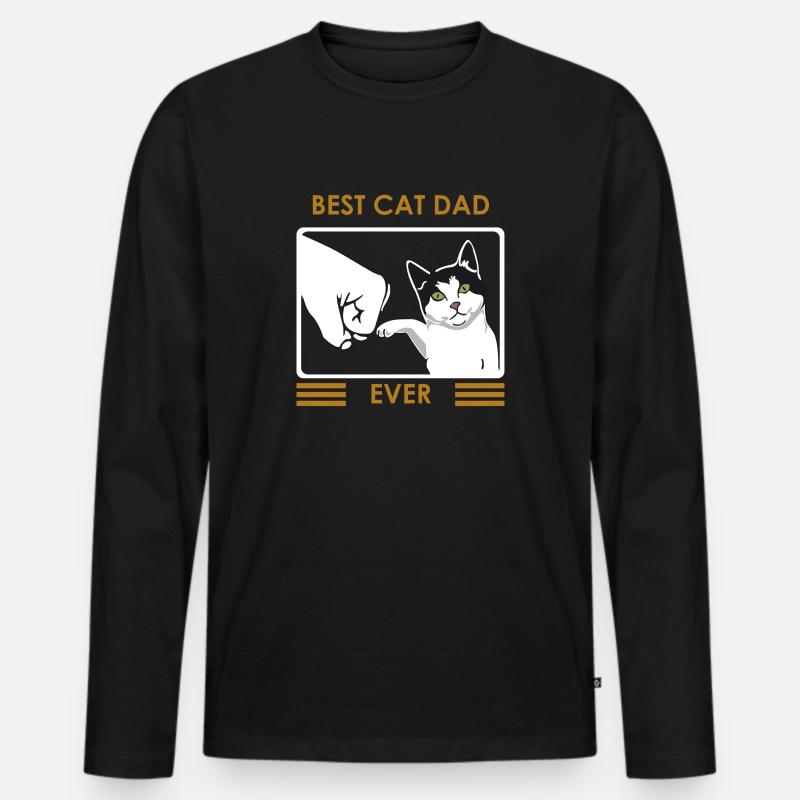 Papa Katze Logo - Männer Premium Bio Langarmshirt - Schwarz