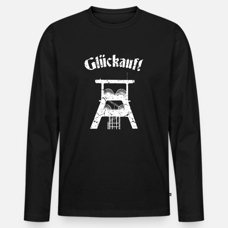 Glückauf - Männer Premium Bio Langarmshirt - Schwarz