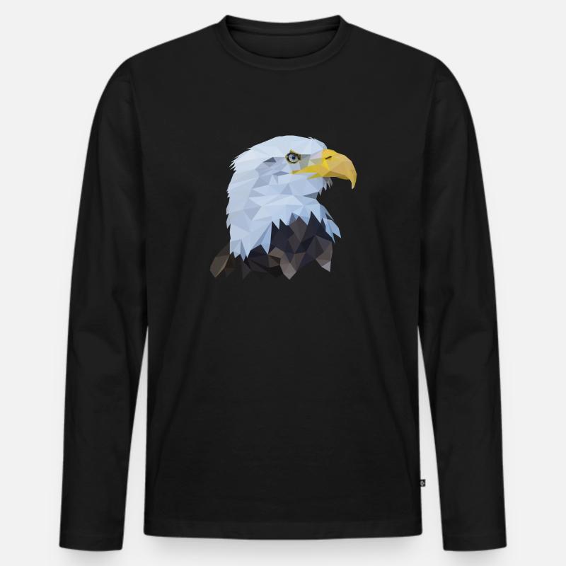 Adlerkopf Polygon Vogel - Männer Premium Bio Langarmshirt - Schwarz