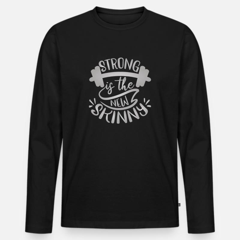 Breit ist das neue dünn - Männer Premium Bio Langarmshirt - Schwarz