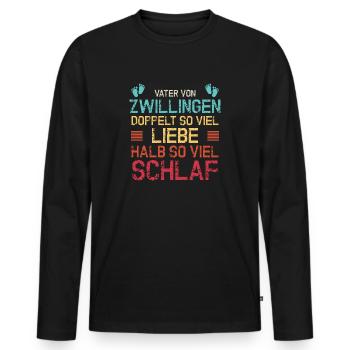 Vater von Zwillingen eineiige zweieiige Geschenk - Männer Premium Bio Langarmshirt - Schwarz - Vorne - Nico (187cm)