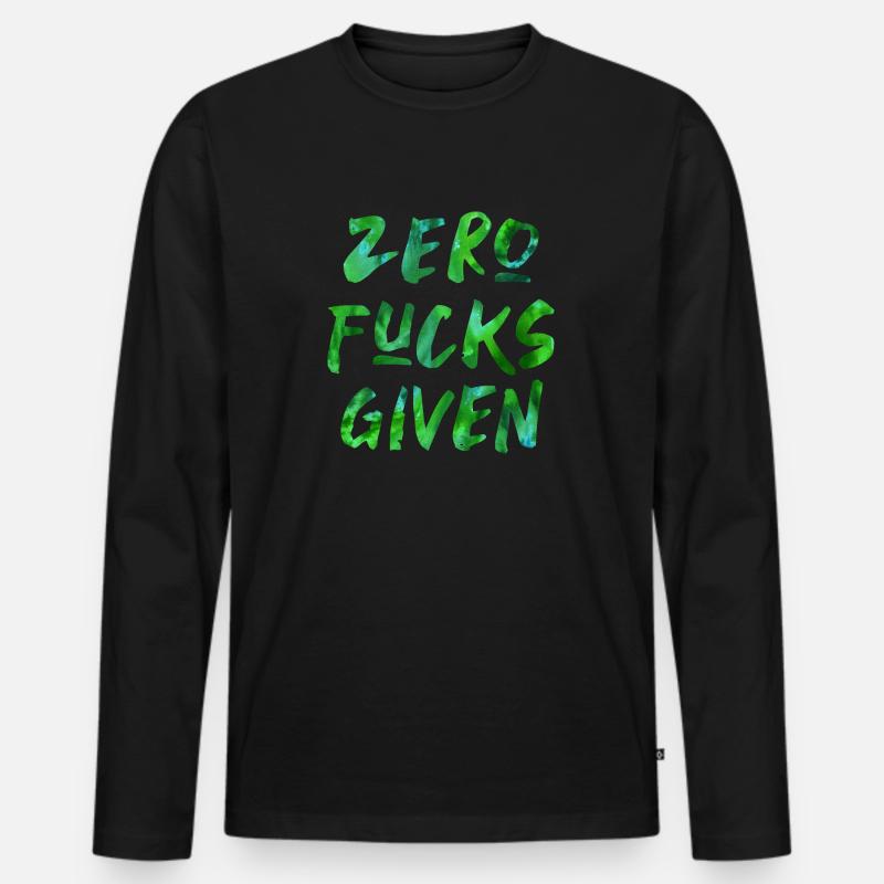 Zero Fucks Given - Männer Premium Bio Langarmshirt - Schwarz