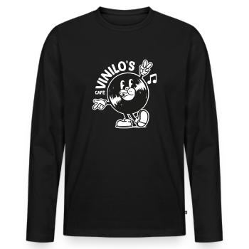 Café VINILO'S - Valle Sagrado - Peru - Männer Premium Bio Langarmshirt - Schwarz - Vorne - Nico (187cm)