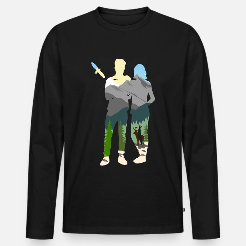 Wanderfreunde - Männer Premium Bio Langarmshirt - Schwarz