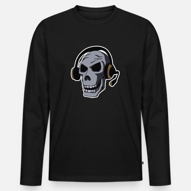 Gamerskull - Männer Premium Bio Langarmshirt - Schwarz