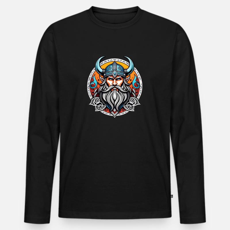 Wikinger Odin Thor Walhalla - Männer Premium Bio Langarmshirt - Schwarz