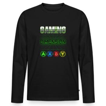 GAMING-DIMENSION (AXBY) - Männer Premium Bio Langarmshirt - Schwarz - Vorne - Nico (187cm)