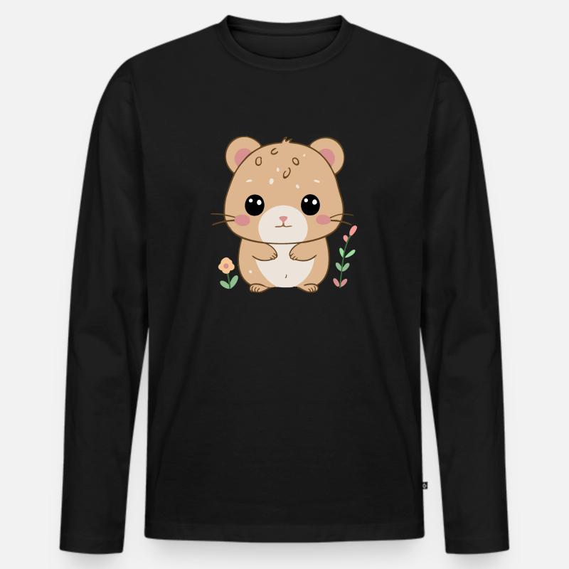 Trauriger Hamster - Männer Premium Bio Langarmshirt - Schwarz