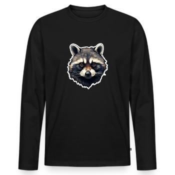 Raccoon head - Men's Premium Organic Long Sleeve Shirt - black - Front - Nico (187cm)