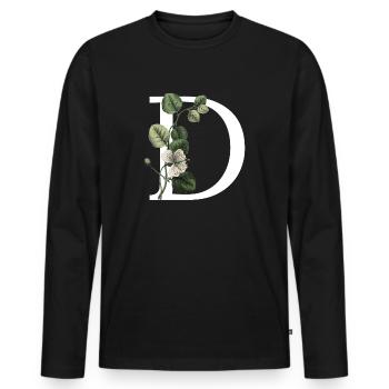 Grüner botanischer Buchstabe - Männer Premium Bio Langarmshirt - Schwarz - Vorne - Nico (187cm)