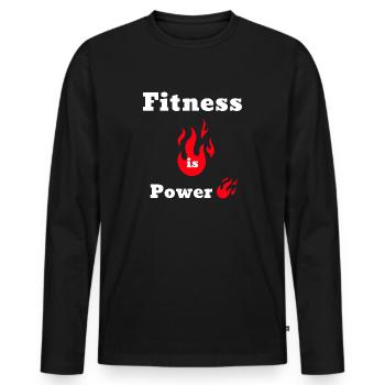 Le fitness, c’est le pouvoir - Sportswear Athletes (Bright) - T-shirt manches longues Premium bio Homme - noir - Devant - Nico (187cm)