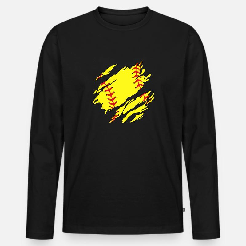 Softball Innen - Männer Premium Bio Langarmshirt - Schwarz