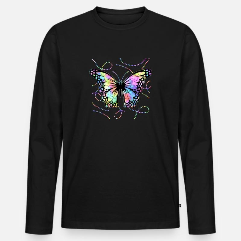 Schmetterling - Männer Premium Bio Langarmshirt - Schwarz