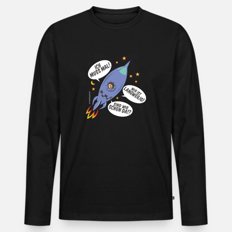 Astronaut in Rakete - Männer Premium Bio Langarmshirt - Schwarz