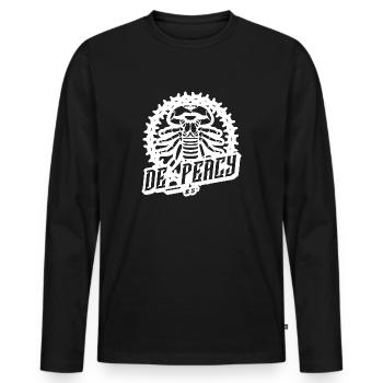 De_Peacy weißes Logo - Männer Premium Bio Langarmshirt - Schwarz - Vorne - Nico (187cm)