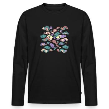 Japanese wind clouds - Men's Premium Organic Long Sleeve Shirt - black - Front - Nico (187cm)
