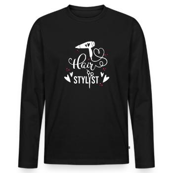 Hair stylist - Men's Premium Organic Long Sleeve Shirt - black - Front - Nico (187cm)