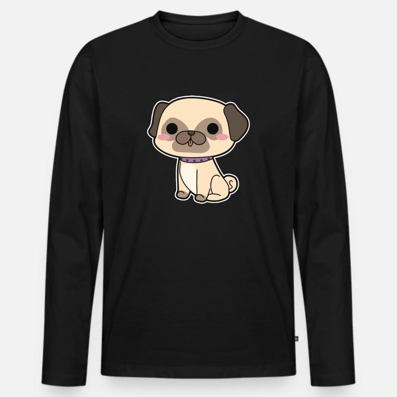 Mops - Männer Premium Bio Langarmshirt - Schwarz
