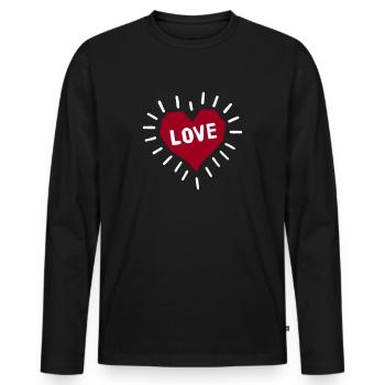 Love - Männer Premium Bio Langarmshirt - Schwarz - Vorne - Nico (187cm)