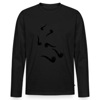 Smoking a pipe - Men's Premium Organic Long Sleeve Shirt - black - Front - Nico (187cm)