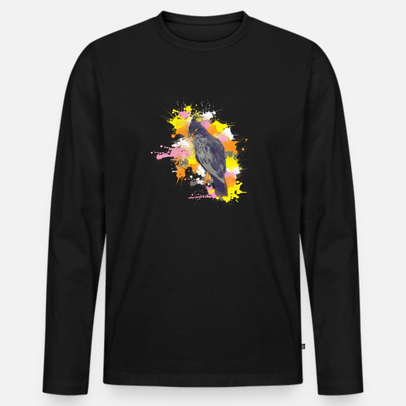 Haubenadler - Männer Premium Bio Langarmshirt - Schwarz