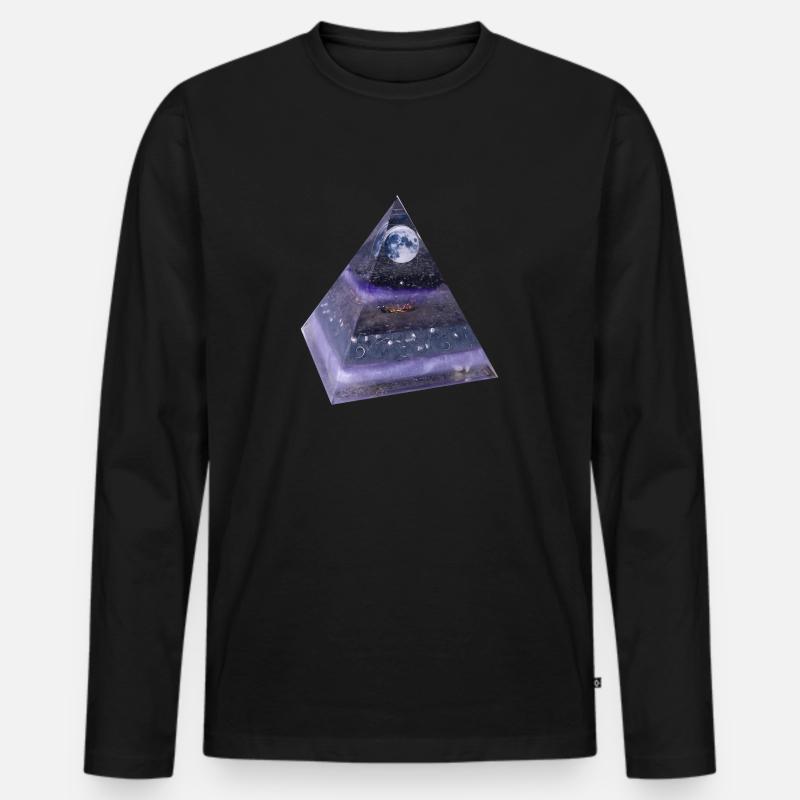 Vollmond Pyramide - Männer Premium Bio Langarmshirt - Schwarz
