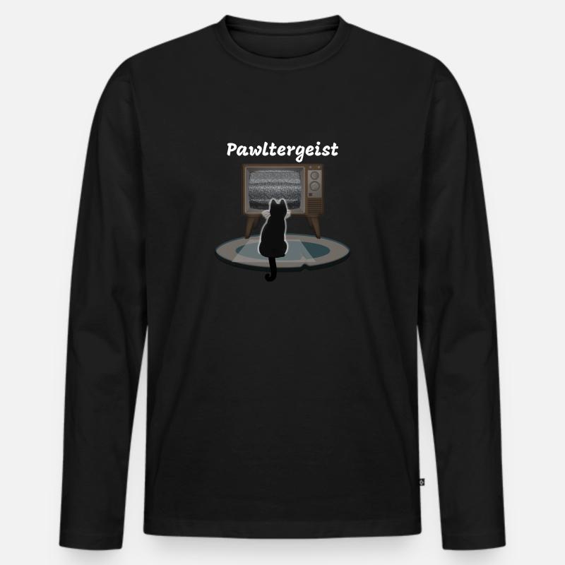 Poltergeist Katze - Männer Premium Bio Langarmshirt - Schwarz