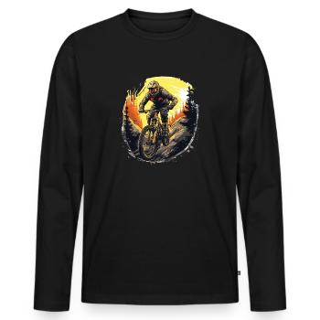 Mountainbike Downhill t-shirt design - Männer Premium Bio Langarmshirt - Schwarz - Vorne - Nico (187cm)