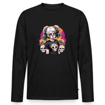 Sugar Skull Girl - Men's Premium Organic Long Sleeve Shirt - black - Front - Nico (187cm)