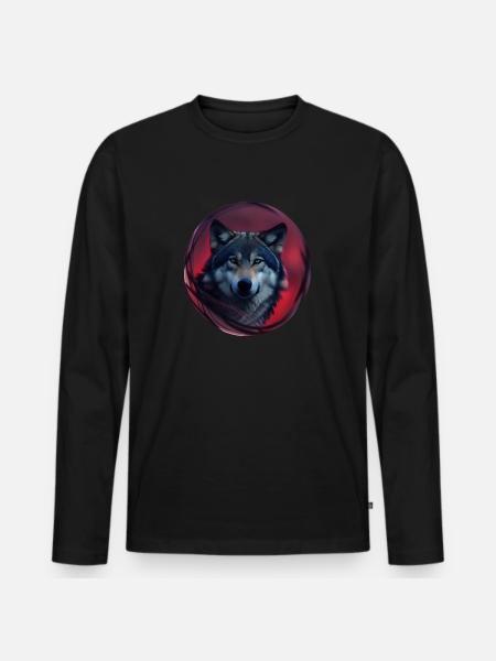 wolf - Men's Premium Organic Long Sleeve Shirt - black