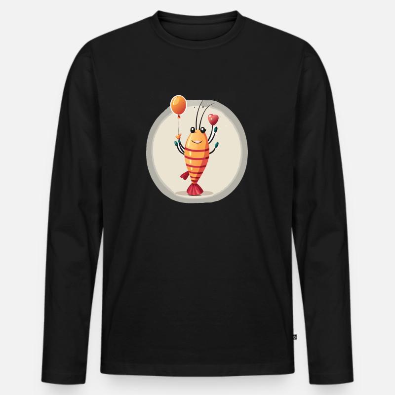 Garnele - Männer Premium Bio Langarmshirt - Schwarz