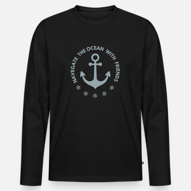 Anker - Männer Premium Bio Langarmshirt - Schwarz