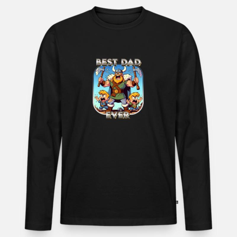 Best Dad Ever - Männer Premium Bio Langarmshirt - Schwarz