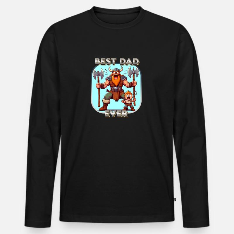Best Dad Ever - Männer Premium Bio Langarmshirt - Schwarz