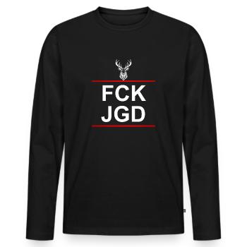 FCK JGD - T-shirt manches longues Premium bio Homme - noir - Devant - Nico (187cm)