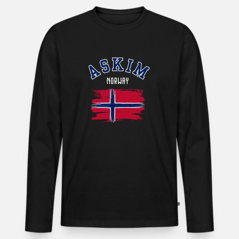 Askim Norwegen - Männer Premium Bio Langarmshirt - Schwarz