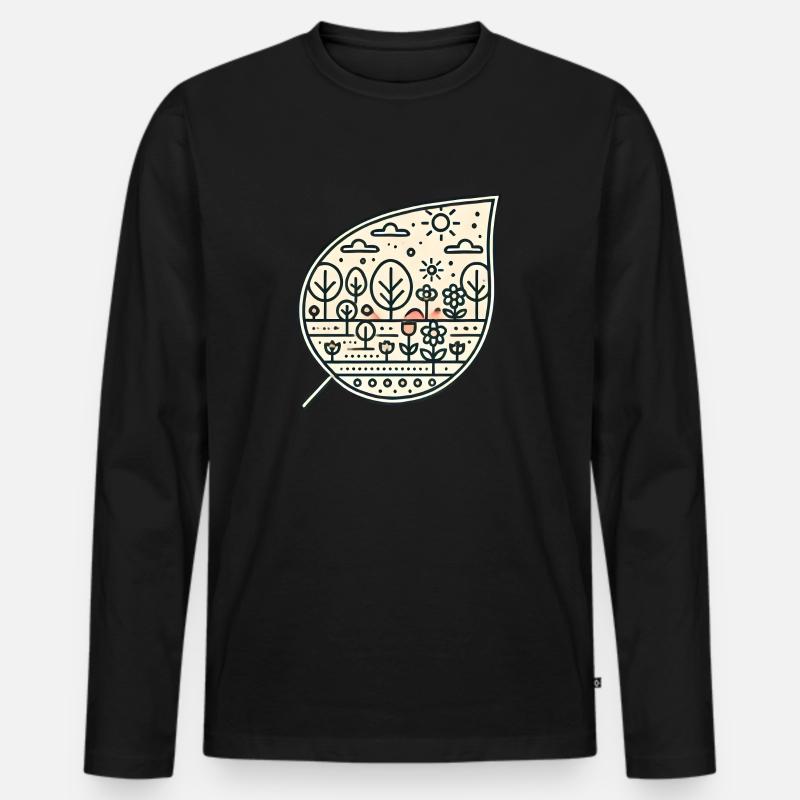 Blatt schräg - Männer Premium Bio Langarmshirt - Schwarz